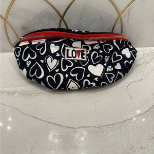 Brighton Black and White Heart Pattern Pouch Belt Bag Purse. Never Used!